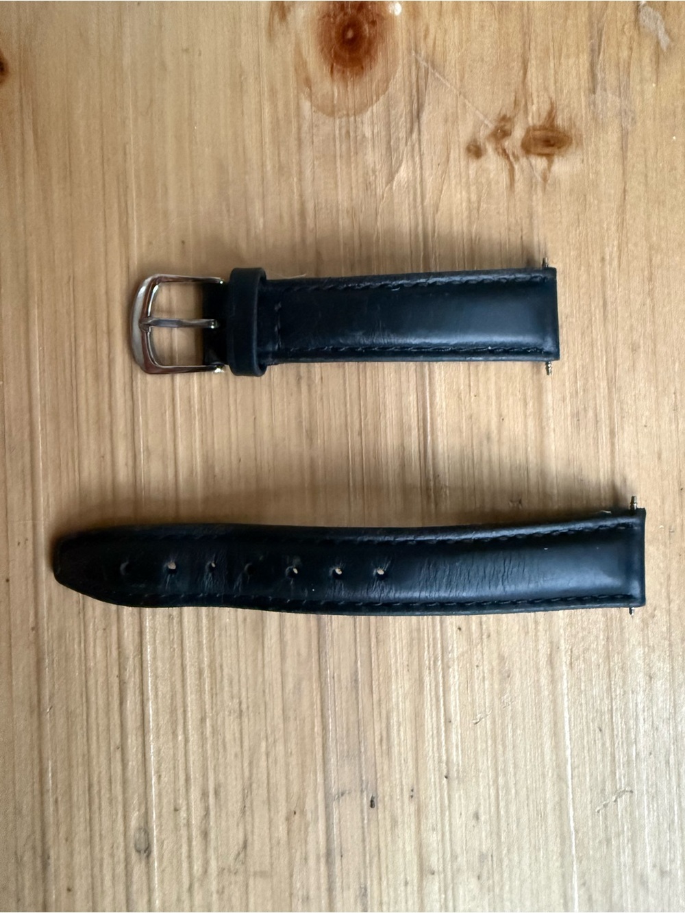 Black Leather Watch Strap Replacement - Classic Band 16 mm 5/8" Minimalist